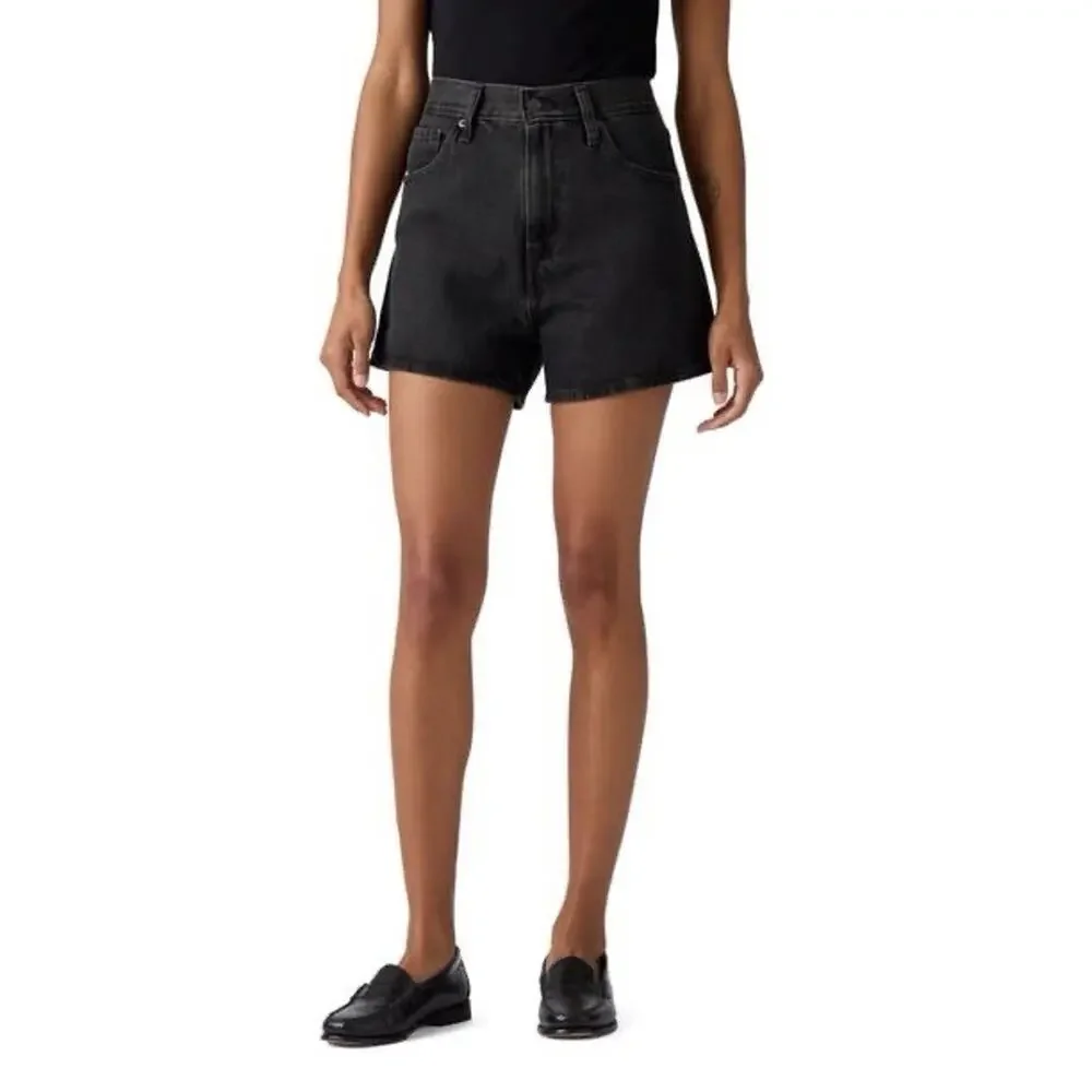 Levi's Women's NWT High Waisted Mom Shorts Black Denim Size 14/32